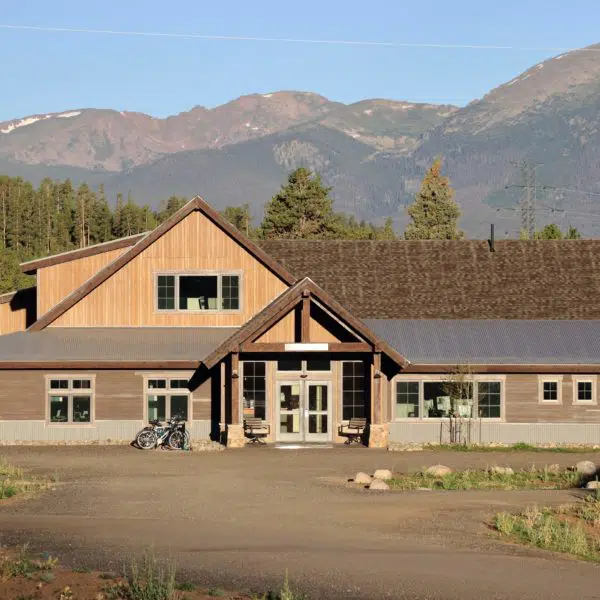 Exterior with mountains in the background