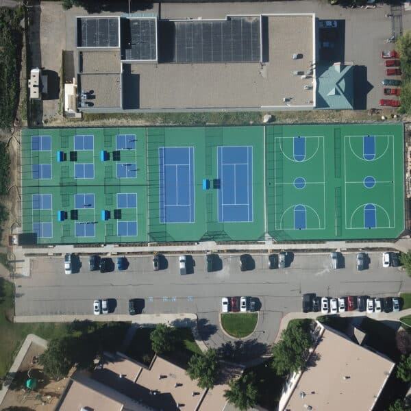 Aerial view of the courts